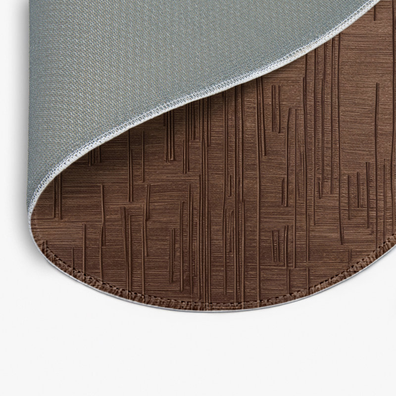 Abstract Brown Indoor and Outdoor Area Rug, Round 5'