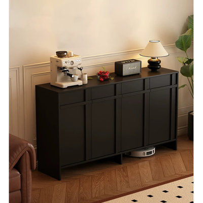 Meuble à chaussures moderne noir autoportant avec tiroirs et portes, idéal pour l'entrée, le corridor ou la décoration intérieure.