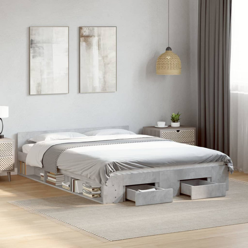 Obyrne Bed, 150 x 200cm, Concrete Grey