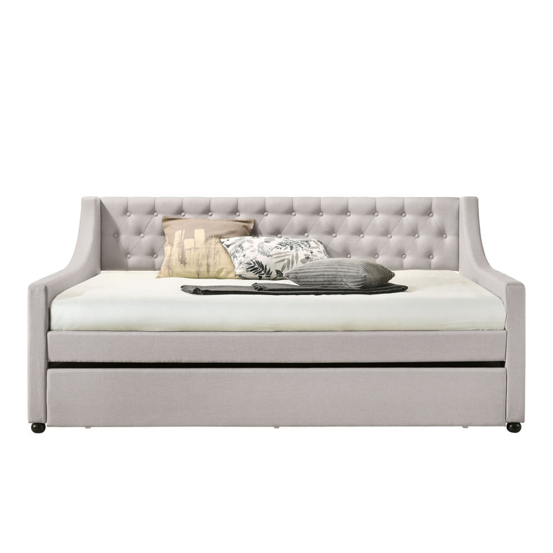 Lianna Fog Fabric Full Daybed & Trundle, Fog, Full/Double
