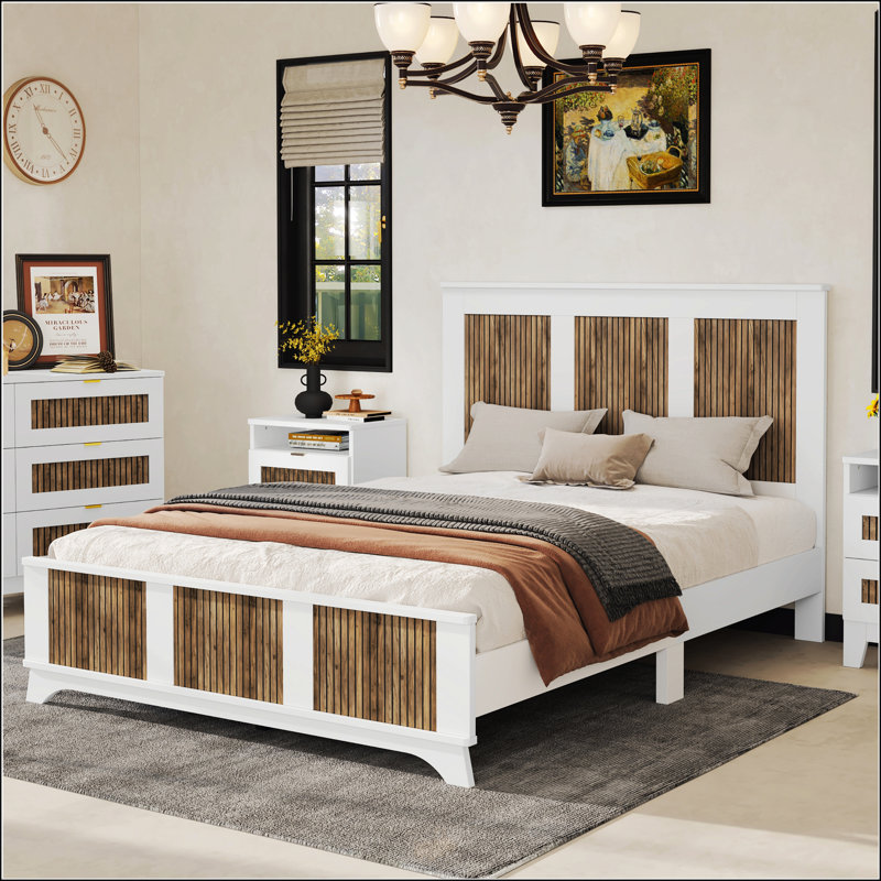 Grand lit plateforme Farmhouse, Blanc
