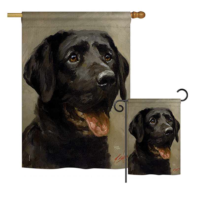 « the black lab nature animaux », polyester de 2 côtés 40 x 28 po ensemble de drapeau