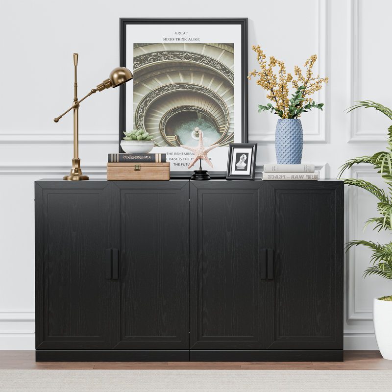 Buffet 62 po avec tablettes réglables Mancilla, Noir