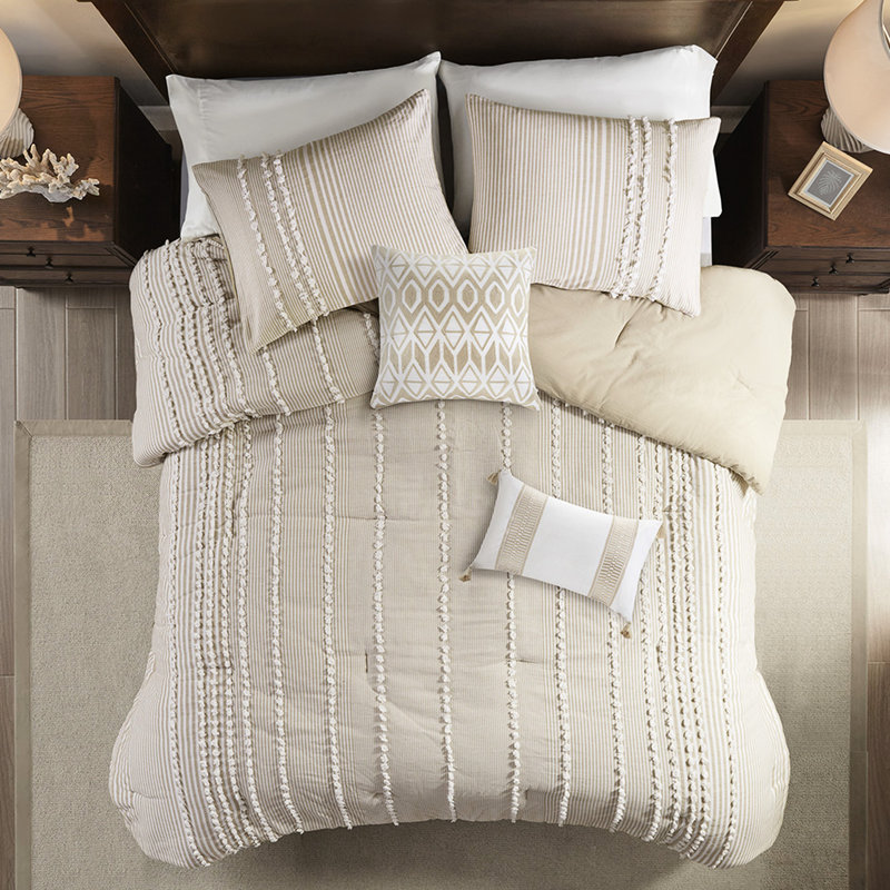 Édredon 3 pièces très grand - teint en coton, texture séduisante, bourré de détails en chenille de luxe,
