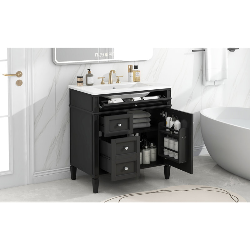 Meuble-lavabo de 30 po avec lavabo supérieur, Ne s’applique pas, Noir