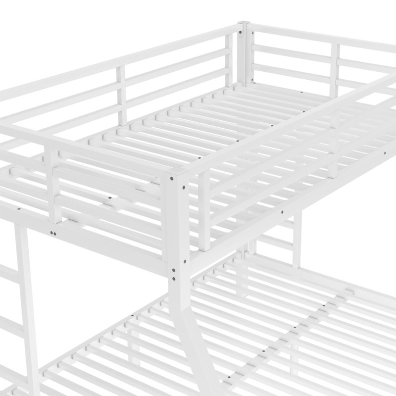 Lit superposé simple au-dessus de double en métal pour les adolescents et les adultes, peu encombrant / sans sommier tapissier, blanc