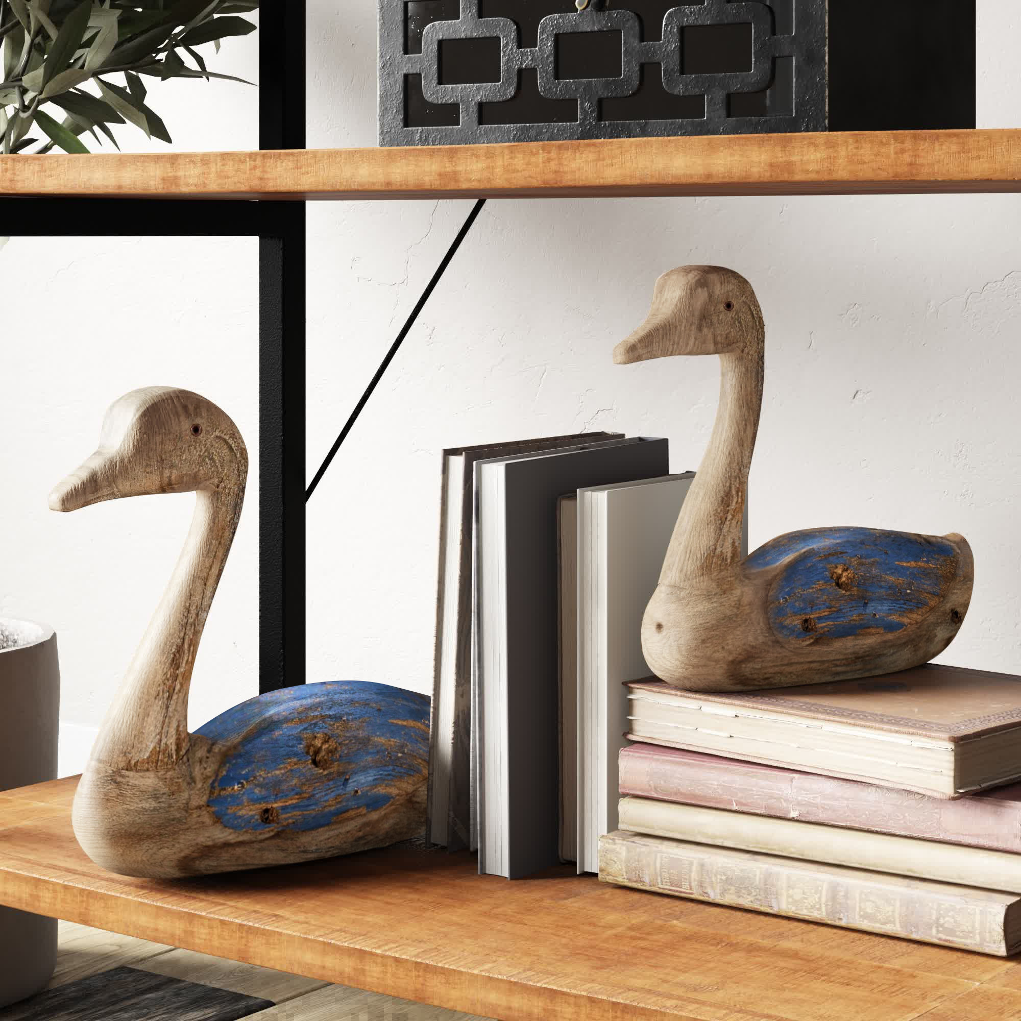Fernet 2 Piece Bird Stained Figurine Set, Blue