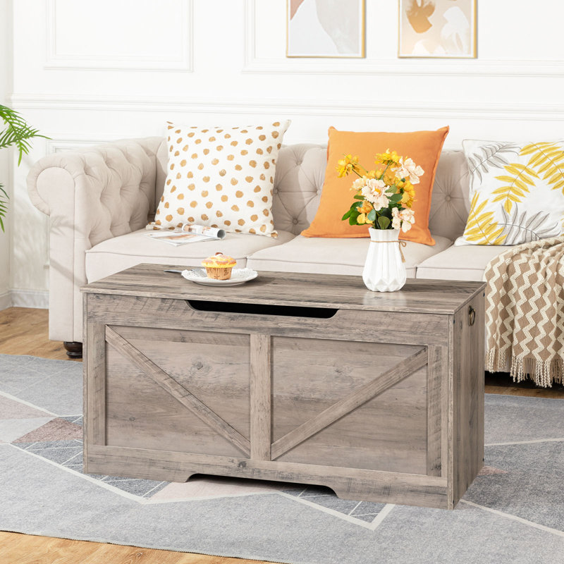 Lingle 39.4'' W Storage Bench with Flip Top Blanket Chest, Greige