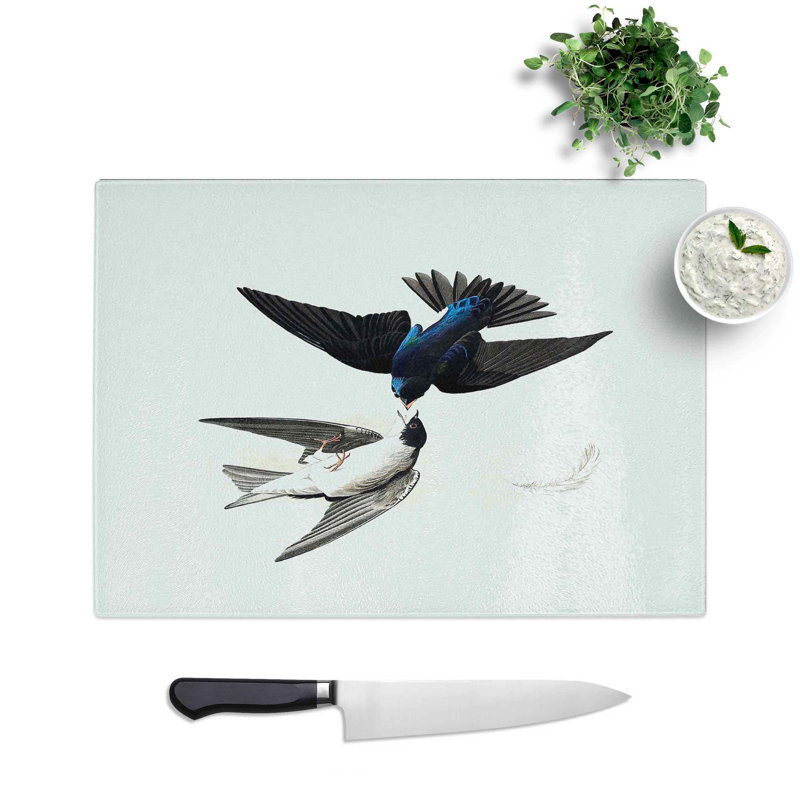 Tempered Glass White-Bellied Swallow by John James Audubon Chopping Board, 28.5 cm W x 20 cm L