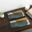 Ensemble de 2 plateaux de présentation en métal et verre moderne en acier 20 po et 16 po, vert et jaune, pour une table basse ou un meuble-lavabo