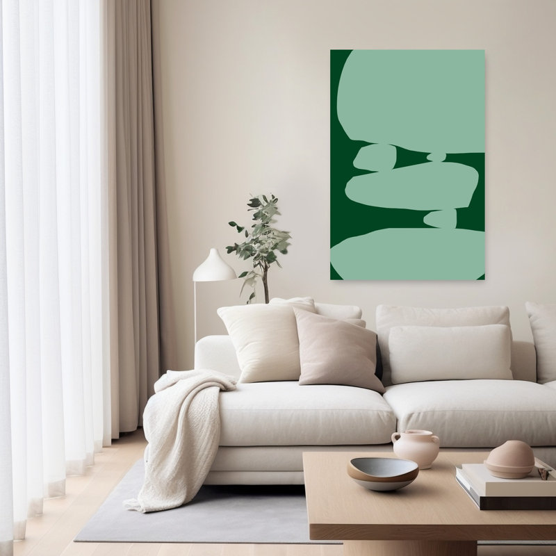 Reproduction d'art mural équilibré avec pierres vertes abstraites, 60" H x 40" W