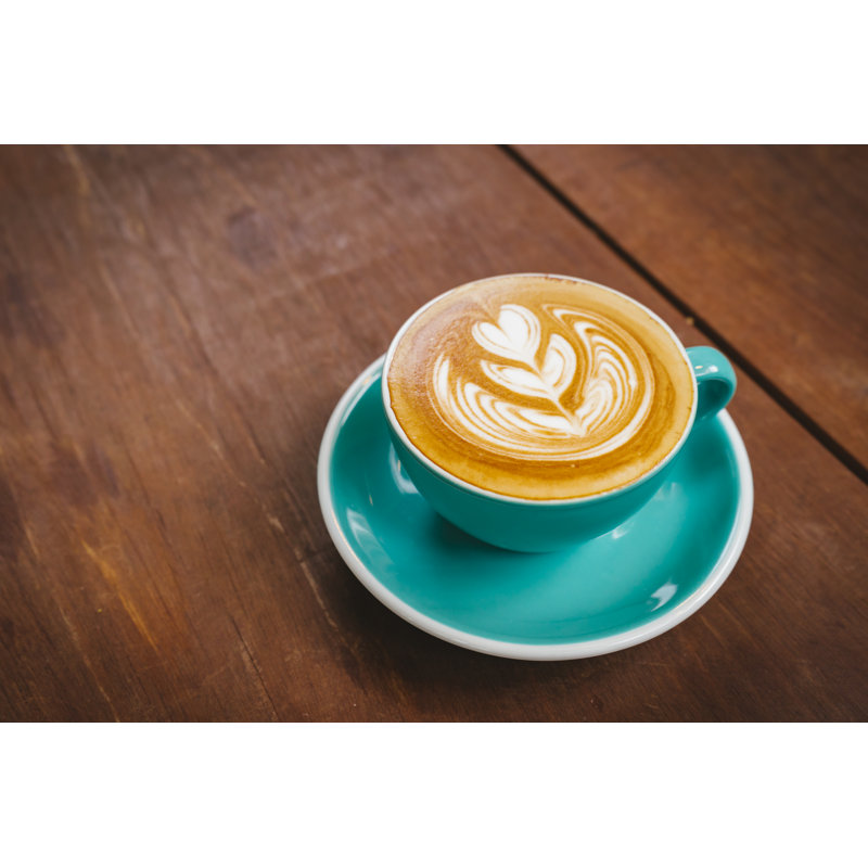 Latte Coffee Cup - Wrapped Canvas Print, 20cm H x 30cm W x 3.8cm D