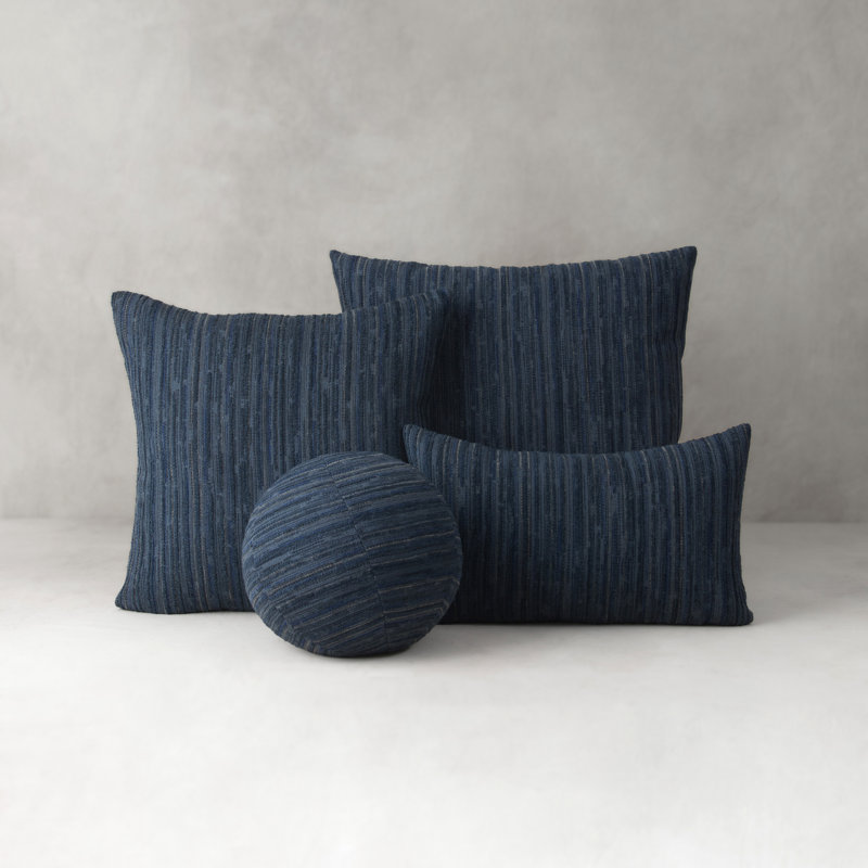 Luxe Stripe Orb Circular Indoor/Outdoor Pillow Cover & Insert, Navy