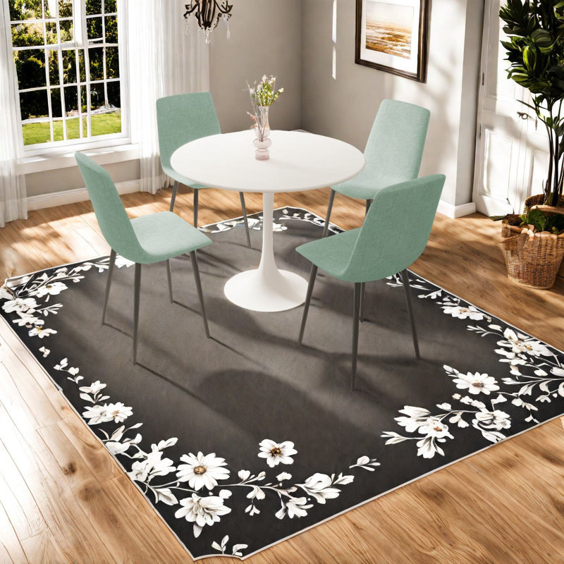 Ensemble de table de salle à manger moderne avec chaises rembourrées en lin, plateau en MDF blanc