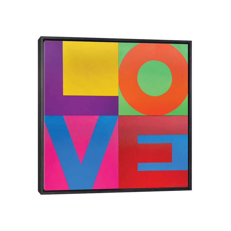 Décoration murale Love Kids, H 26 po x l 26 po x P 1,5 po, Toile avec cadre noir patiné