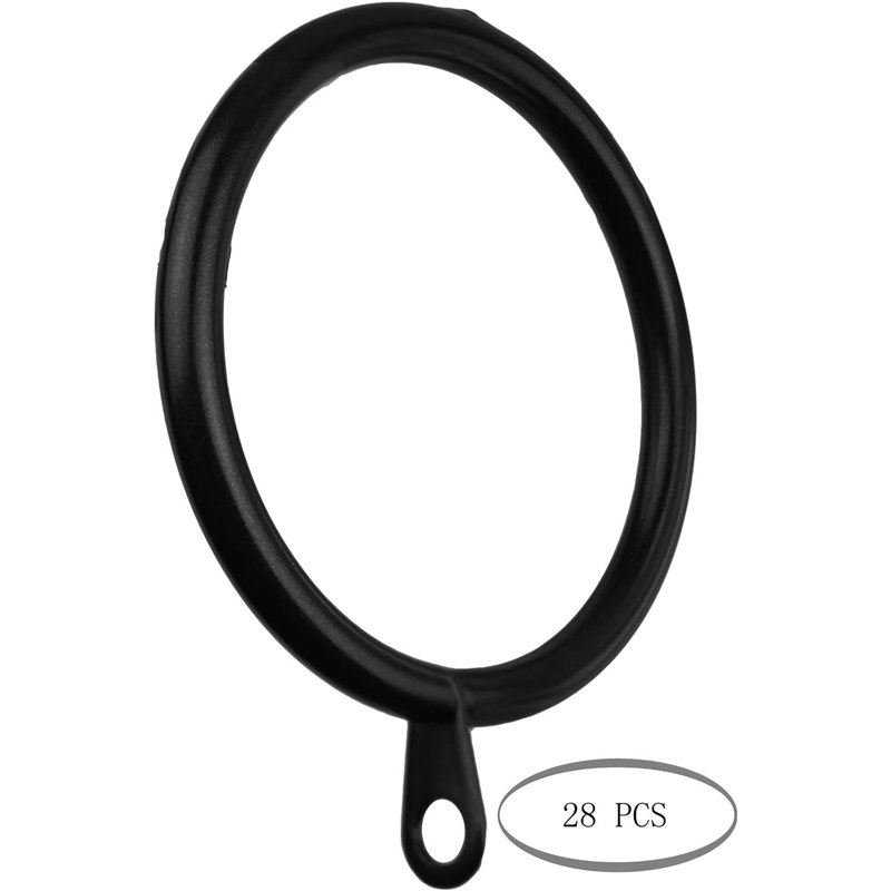 Anneaux de rideau en métal avec œillets 28 pièces MERIVILLE, Noir, 2"