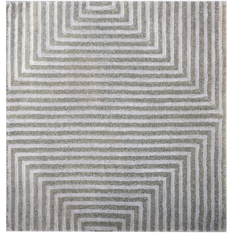 Gray Hand-Knotted Wool and Viscose 2' x 3' Rug