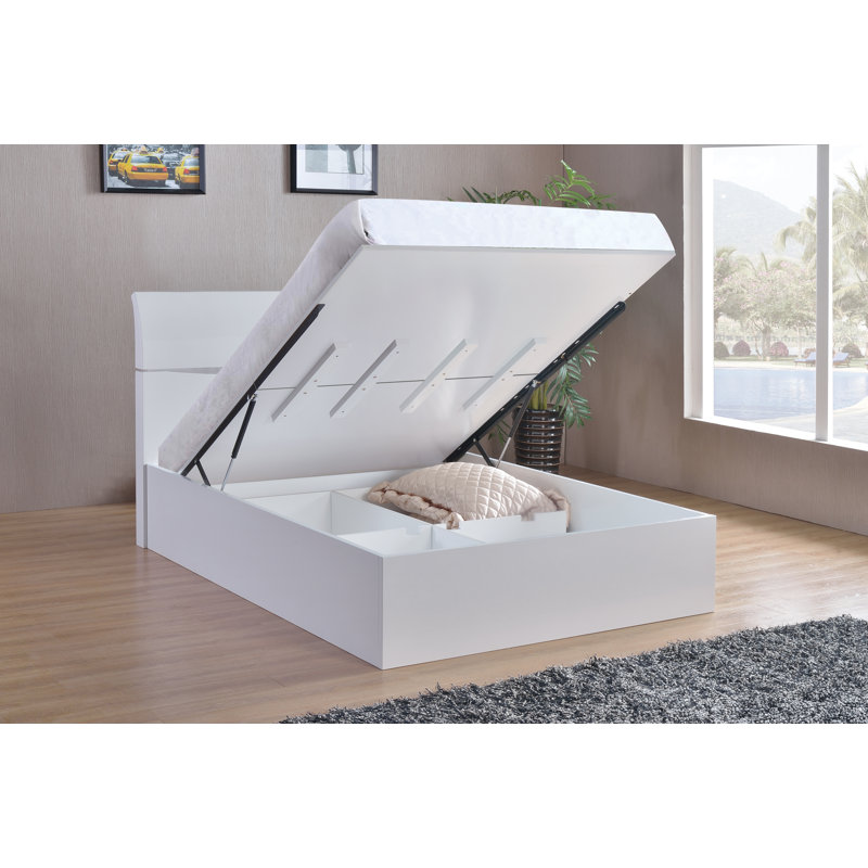 Merlemont Ottoman Storage Bed, White, Kingsize (5')