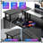 U Shaped Gaming Desk with LED Lights, Power Outlets & USB Ports, Reversible L-Shaped Computer Desk with Monitor Stand & Shelves