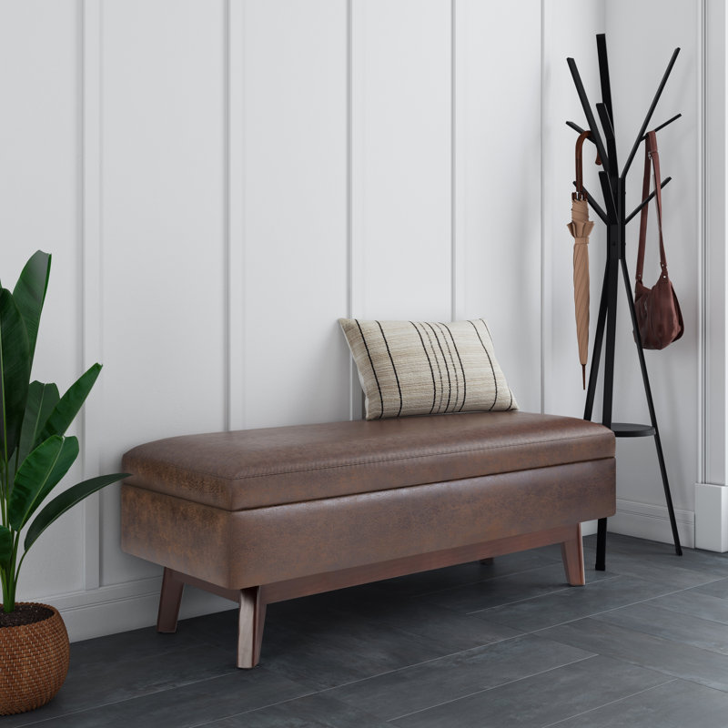 Owen 48"W Upholstered Mid-Century Modern Rectangular Lift-Top Ottoman with Tufted Detail