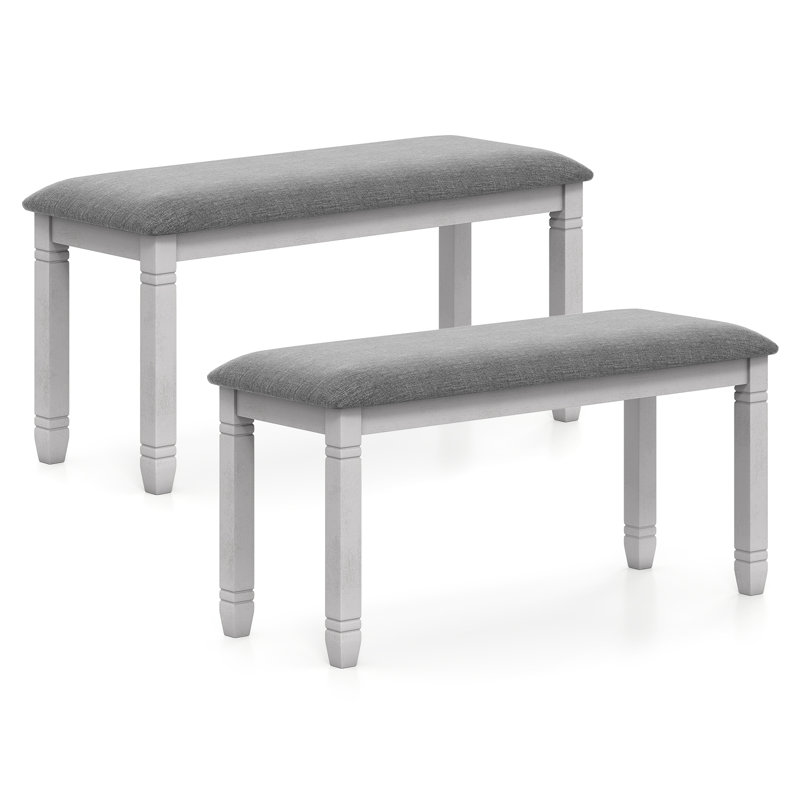 Ensemble de 2 bancs de chambre rembourrés avec siège rembourré et pieds en bois massif pour salle à manger