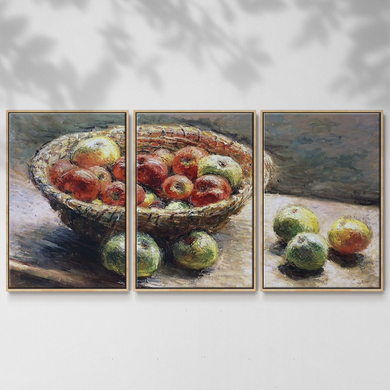 Assiette aux pommes, 1880, 3 pièces, H 40 po x l 78 po, Naturel