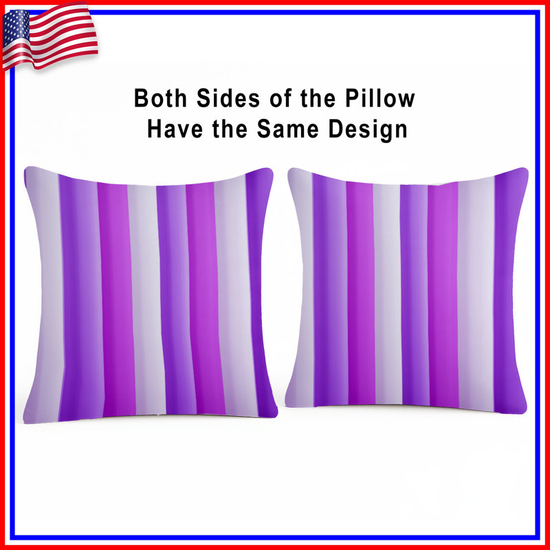 Coussins décoratifs mauves à rayures verticales, 20 po x 20 po
