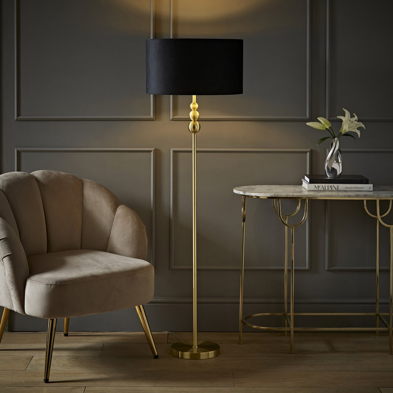 Aaiza 145cm Traditional Floor Lamp, Mirrored, Yes, Black/Gold