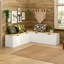 160cm L-Shaped Corner Storage Bench - Reversible Dining Nook & Shoe Bench with 4 Compartments - White & Natural