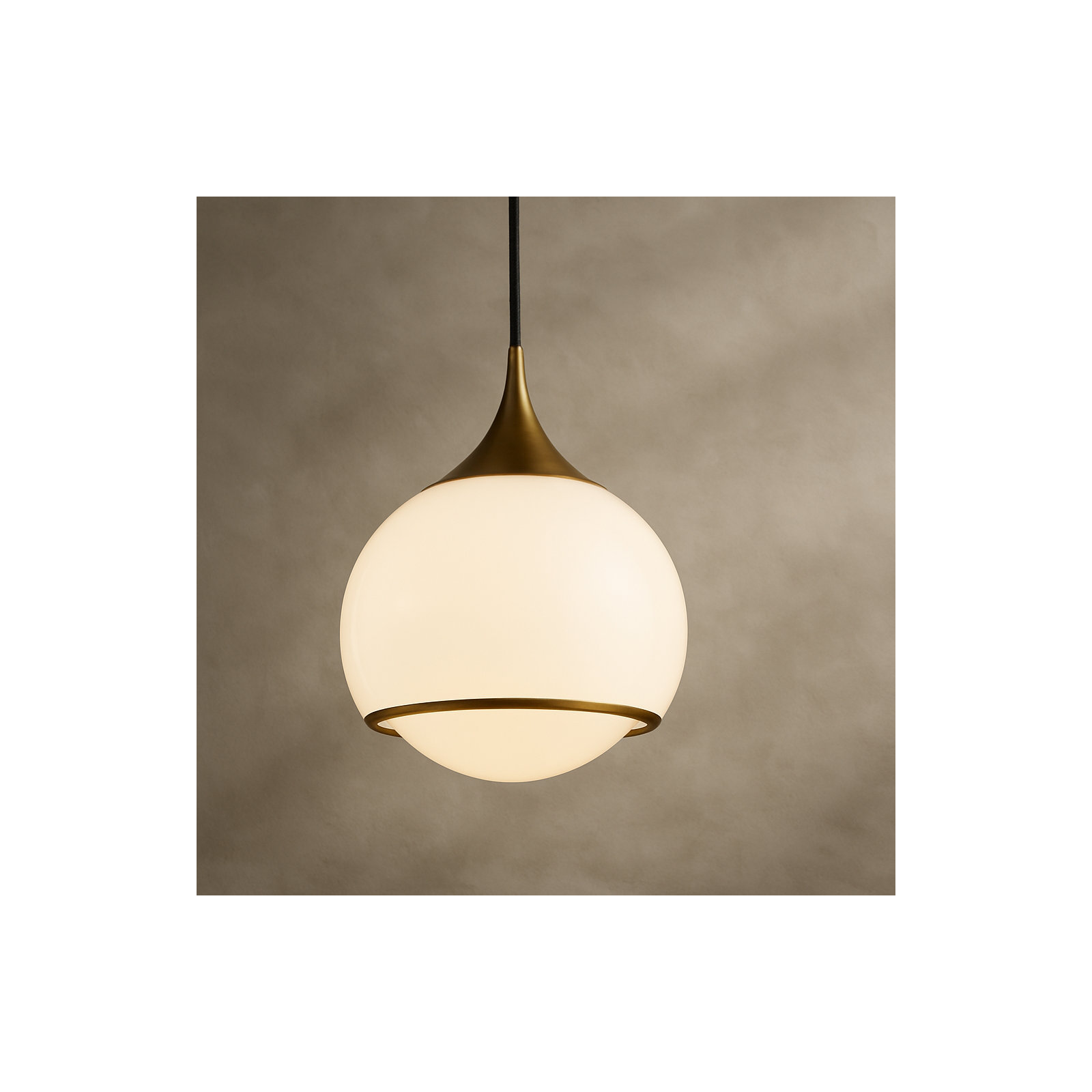 Kegan Single Light Glass Pendant, Aged Brass, 11.5" H x 10" W x 10" D