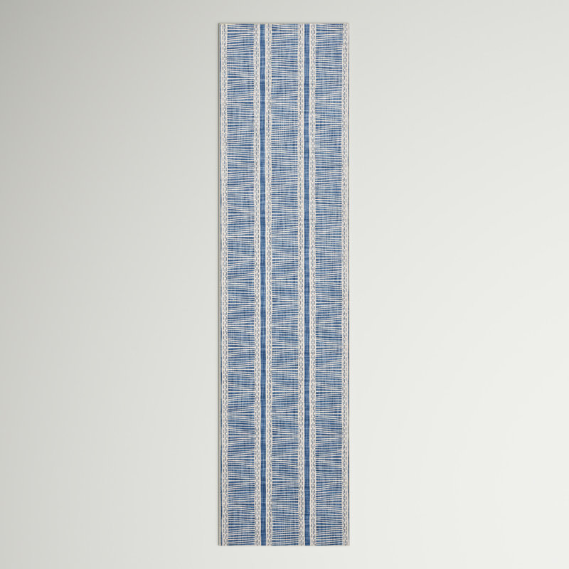 Tapis ivoire et bleu Joris, Tapis de couloir 2 pi x 8 pi