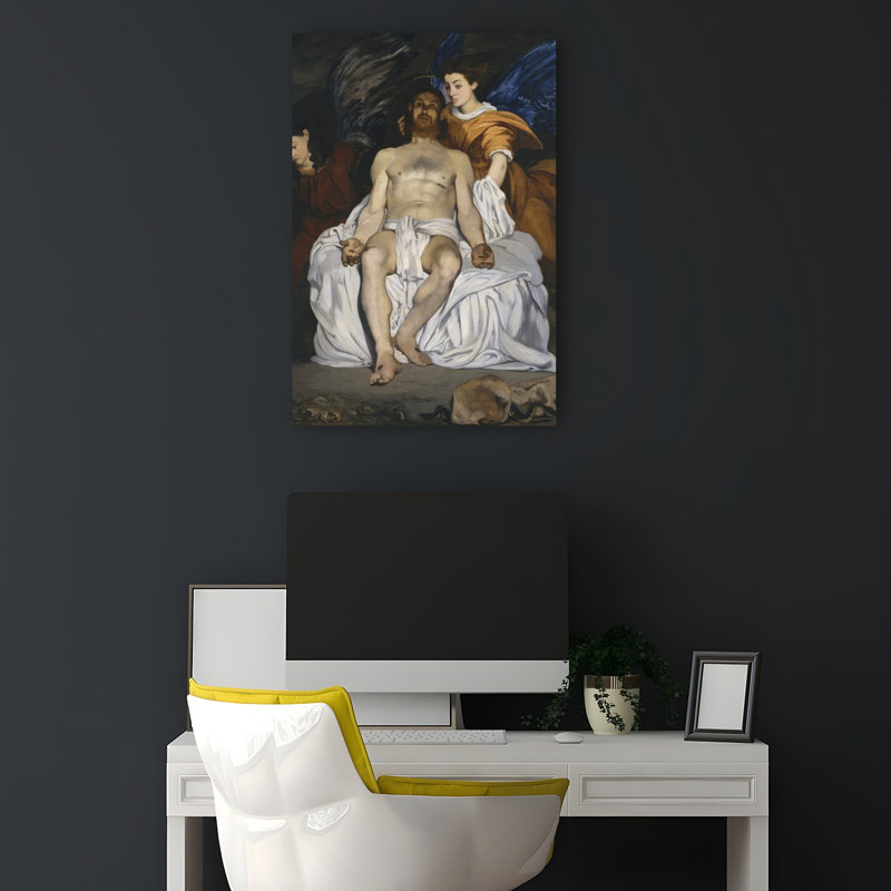 Le Christ mort avec des anges, 1864, estampe d'art mural abstrait contemporain impressionniste, H 18 po x l 12 po
