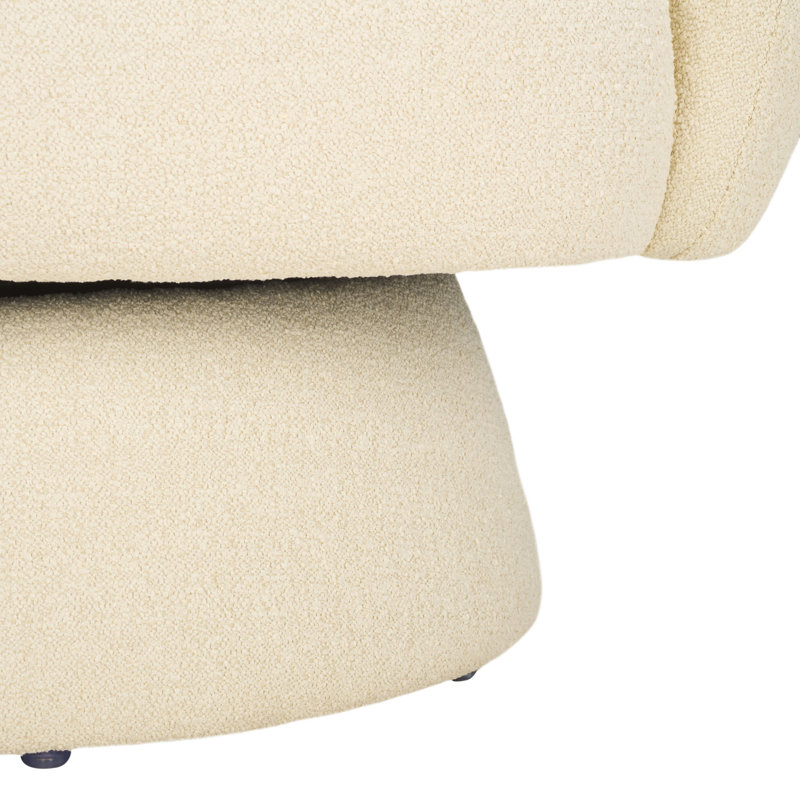 Fauteuil demi-tonneau pivotant Boucle, Crème, crème