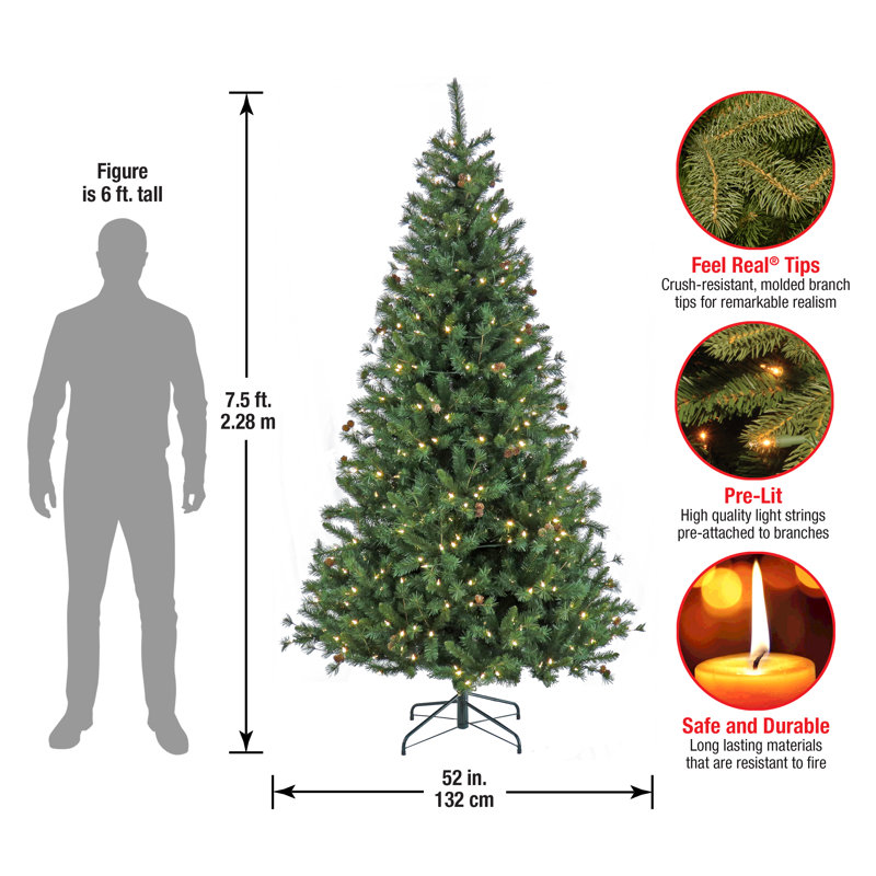 7.5 Ft. Pre-Lit Cedar Spruce Tree With LED Lights