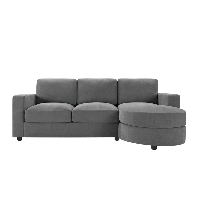 84" Upholstered L Shape Sofa With USB Ports, Gray Chenille