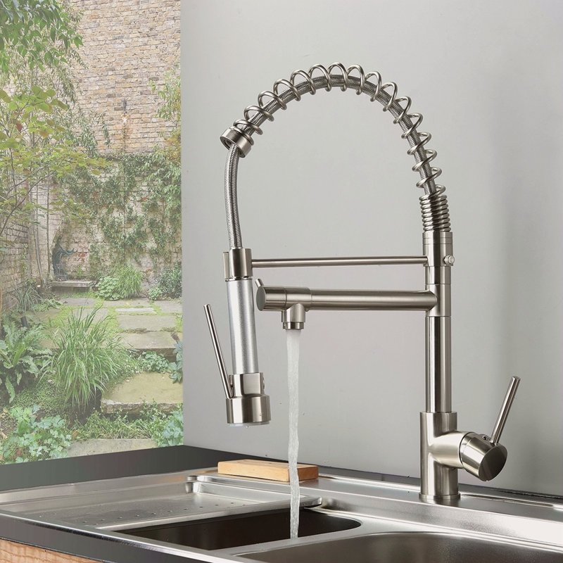 Robinet de cuisine avec douchette extractible en acier inoxydable