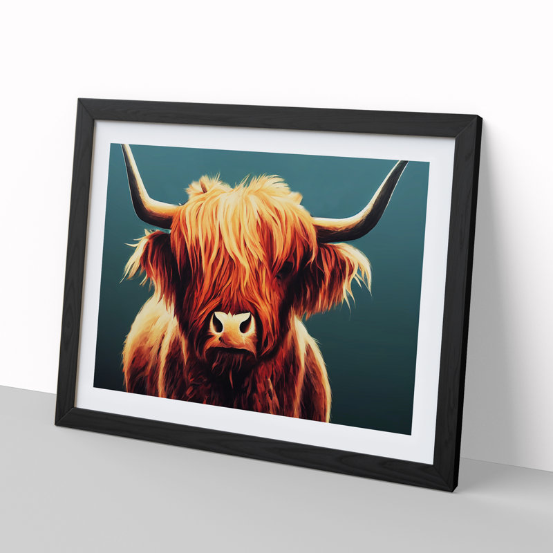 Highland Cow Portrait Vol.2 - Single Picture Frame Print, Black, 25cm H x 34cm W x 2cm D