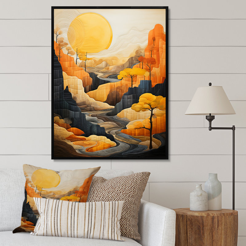«Leesha Bold Landscape Canyon Desert» - art mural Canyon, Cadre flottant noir, H 44 po x l 34 po x P 1,5 po