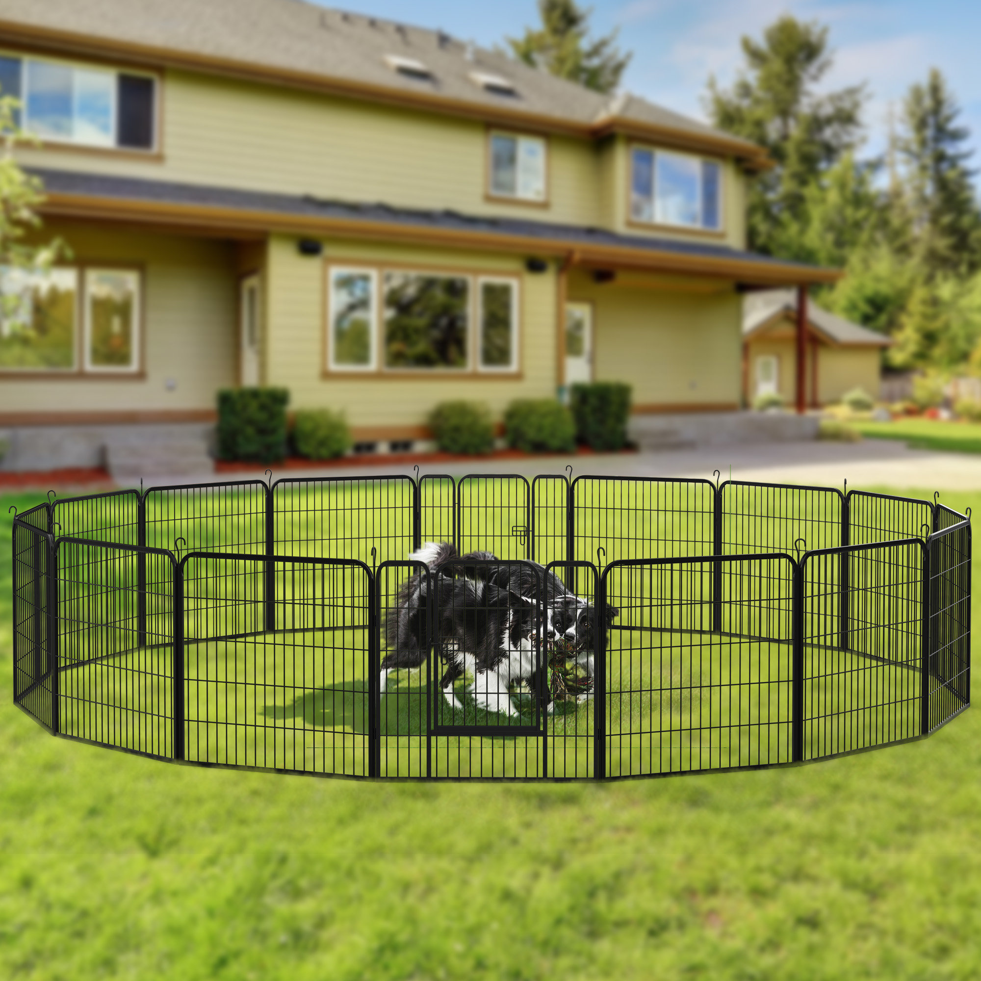 YITAHOME 16 Panels Heavy Duty Metal Dog Pen Pet Fence