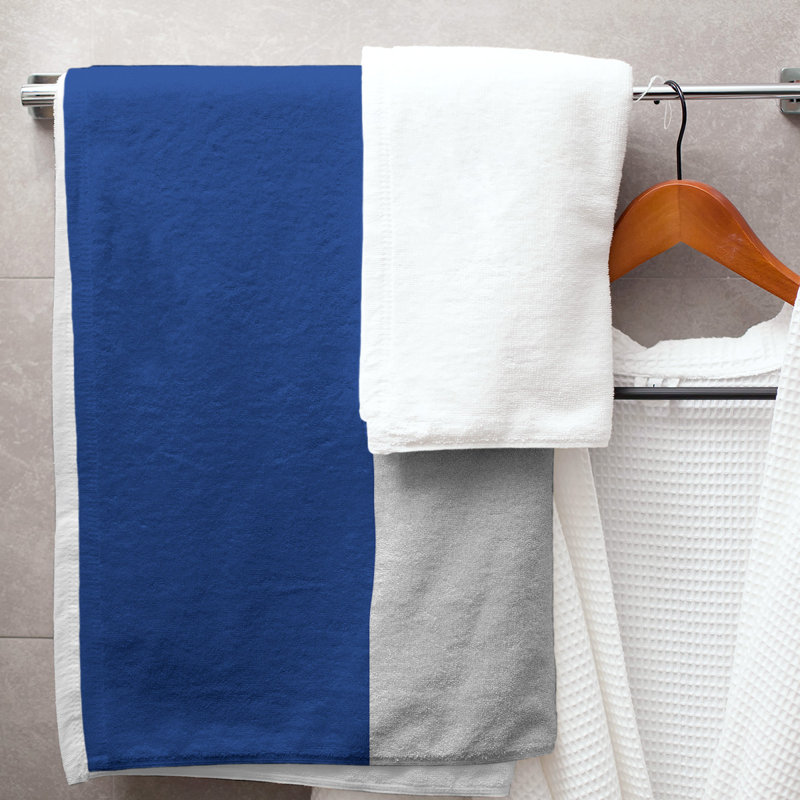 Bath Towel, Royal Blue/Off -White/Burgundy