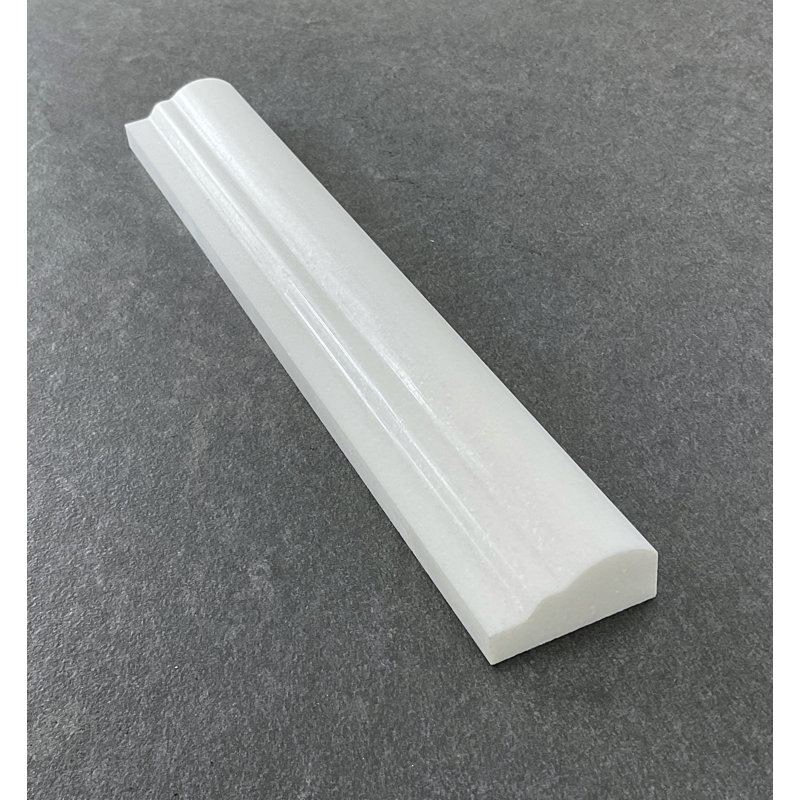 12" L x 1.75" W Marble Chair Rail Tile Trim, Thassos White