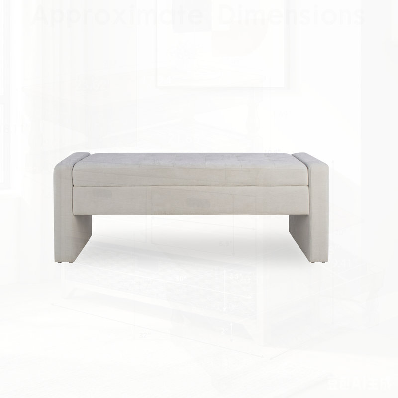 Banc de rangement moderne rembourré avec siège capitonné, charnière à fermeture douce, idéal pour la chambre à coucher, le vestibule ou le salon