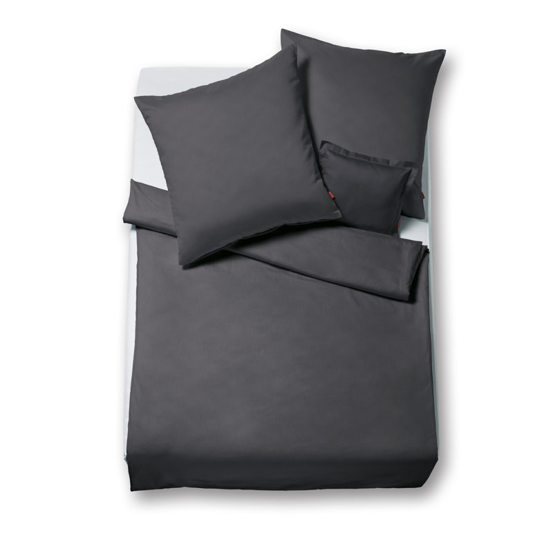 Cotton Solid Colour Duvet Cover Set with Pillowcases, 200 x 220cm - 2 Pillowcases (80 x 80 cm), Anthracite