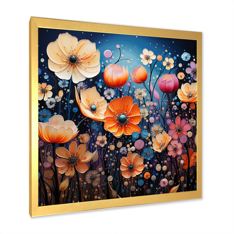 «Wildflowers Whimsical Blooms Pointillism I», reproduction d'art sur toile, H 36 po x l 36 po x P 1,5 po