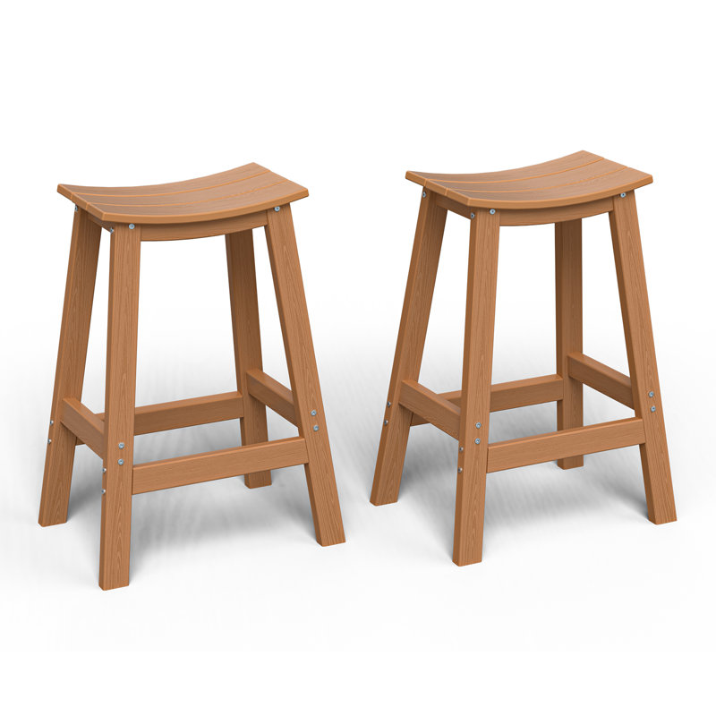 Wood-Look HDPE Bar Stool, Teak