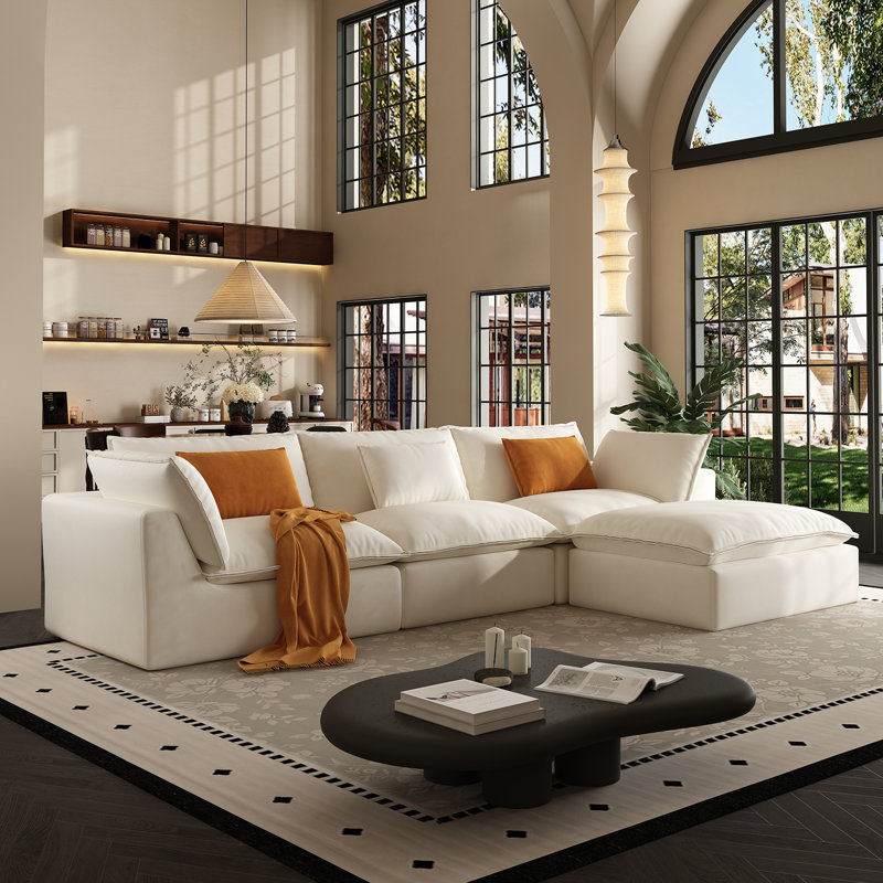 Canapé modulaire de 106 pouces « Compressing Sofa », Big Comfy Cloud Sofas,, Beige