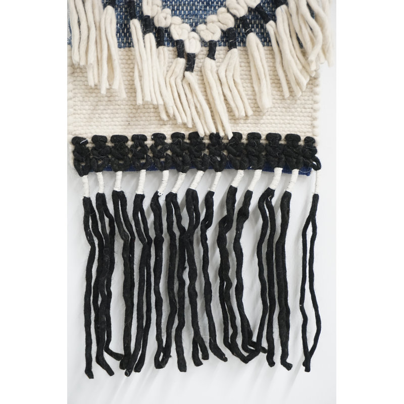 Applique murale en laine et coton macramé avec tringle incluse