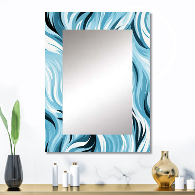 Parkton Blue And White Zebra Abstract Harmony - Abstract Unique Wall Mirror Decor, Abstract Large Mirror, Printed Metal Art