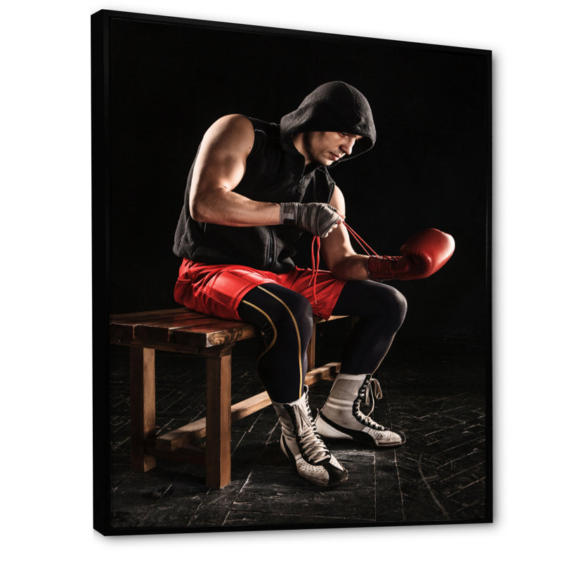 Martial Arts Combat Warrior IV sur toile, Cadre flottant noir, H 32 po x l 24 po x P 1 po