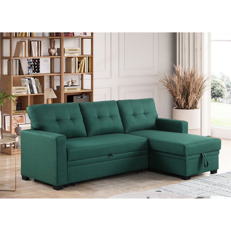 Canapé modulaire convertible avec literie à 3 places, méridienne escamotable et rangement, canapé-lit simple, coussins de dossier amovibles, rembourrage en mousse, largeur de 82 po, profondeur de 53 po, hauteur de 34,5 po, linge de rangement de 151 lb, large, profond,